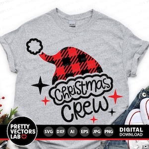 Noël Crew Svg, Svg Noël, Père Noël Svg Dxf Eps Png, Bonnet de Noel écossais Buffalo coupé fichiers, famille chemises assorties Svg, Cricut, Silhouette