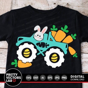 Monstertruck Ostern geschnitten, Ostern Cut-Datei, Osterhasen-Svg Dxf Eps Png, Karotten Clipart, Kinder-Shirt-Design, Silhouette Cricut