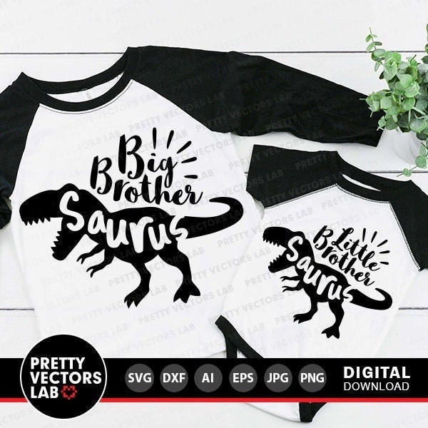 Big Brother Saurus Svg, Little Brother Saurus Svg, Big Bro & Lil Bro, Brothers Cut Files, Funny Dinosaurs Svg Dxf Eps Png, Silhouette Cricut