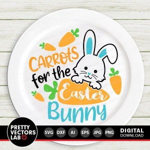 Ostern Osterhase Cut Files, Karotten für den Osterhasen Osterhase Cut Files, Osterteller svg, Lustige Kinder svg, Dxf, Eps, Png, Silhouette, Cricut