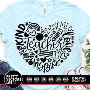 Lehrer SVG, Lehrer Wertschätzung Cut Files, Lehrer Leben SVG, Dxf, Eps, Png, Herzform Clipart, Lehrer-Shirt-Design, Silhouette, Cricut