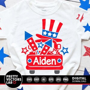 4th of July Truck Svg, Patriotic Svg, USA Truck Back Svg Dxf Eps Png, Kids Shirt Design, America Cut Files, Boy Clipart, Silhouette, Cricut