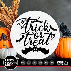 Trick or Treat SVG, Halloween Laser Cut Files, Spooky Sign Svg Png, Door Hanger Svg Png, Halloween Porch Decor, Glowforge Silhouette Cricut image 9