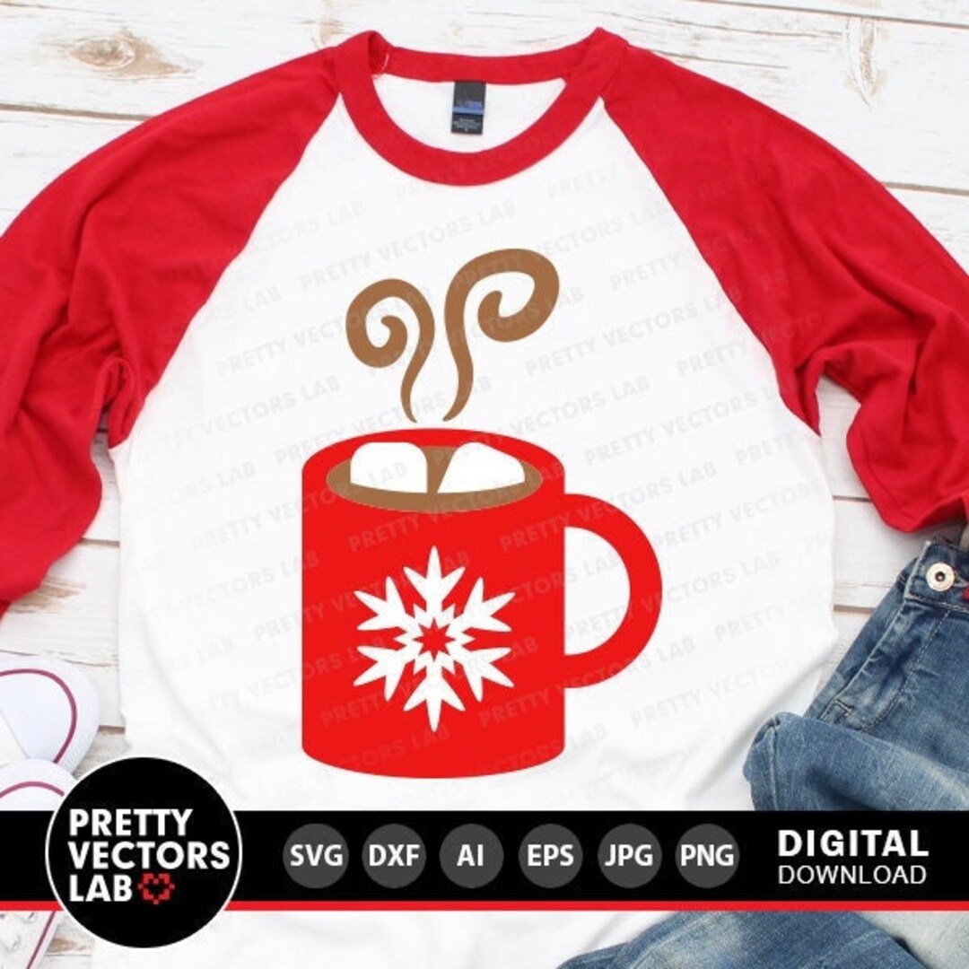 Hot Cocoa Svg, Hot Chocolate Mug Svg, Winter Cut Files, Christmas Svg