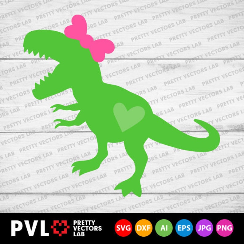 Download Girl Dinosaur Svg Cute Dinosaur with Bow Svg Girls T-Rex ...