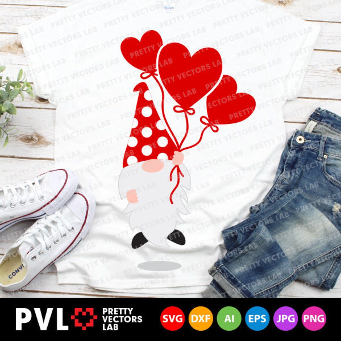 Download Gnome with Balloon Heart Svg Valentine's Day Svg Dxf Eps ...