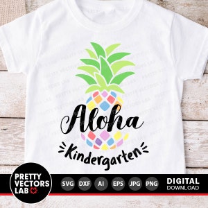 Aloha Kindergarten-Svg, Zurück zu Schulsvg, Lehrer-Svg, Dxf, Eps, Png, Schul-Shirt-Design, Kinder-Svg, Mädchen Erster Schultag Schnittdateien Bild 2