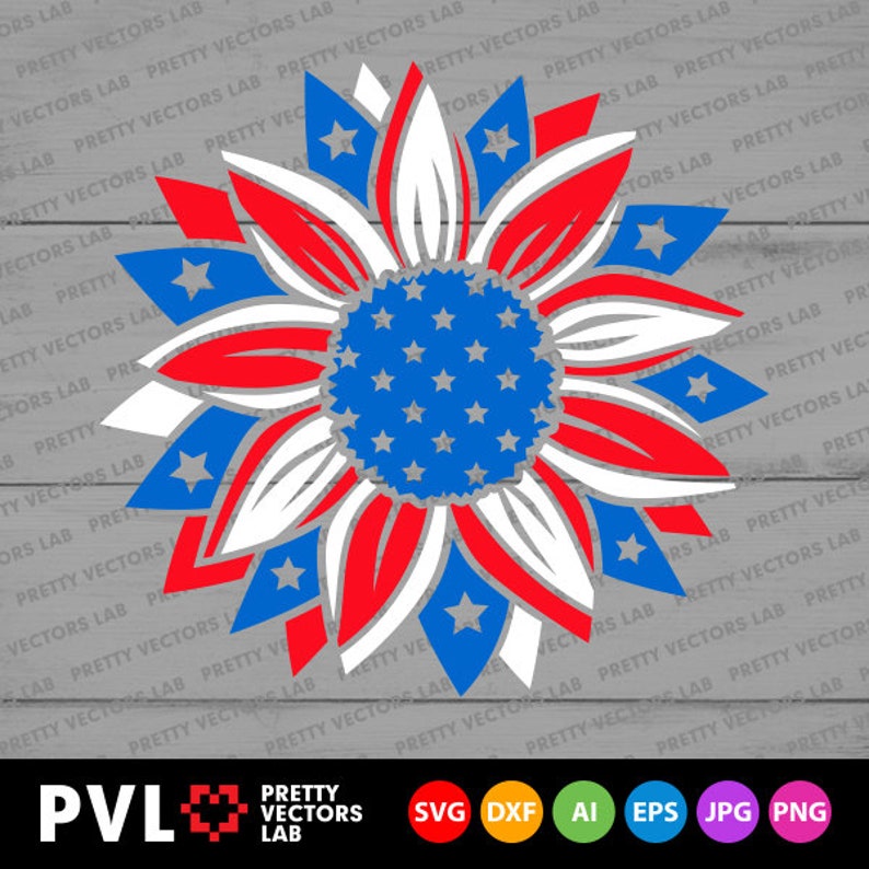 Download Patriotic Sunflower Svg 4th of July Svg USA Svg Dxf Eps | Etsy