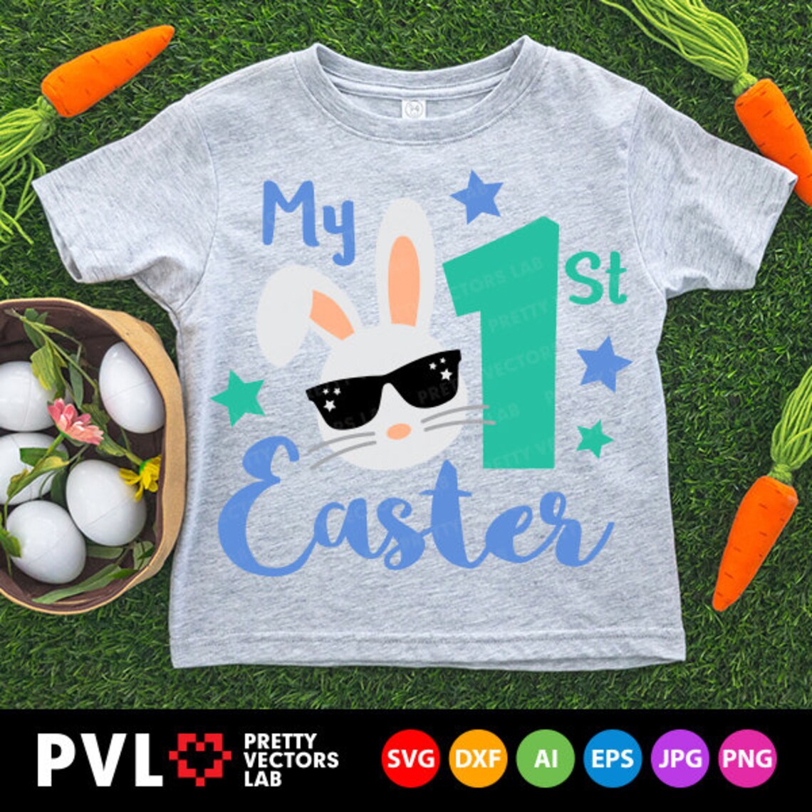 My 1st Easter Bunny Svg My First Easter Cut Files Baby Boy Etsy