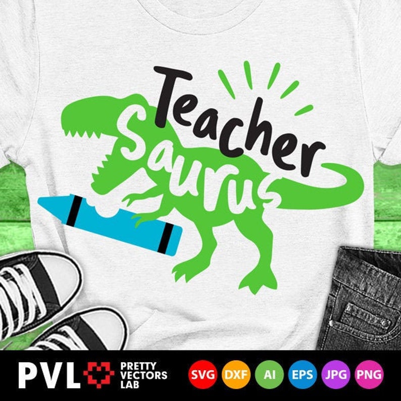 Download Teacher Saurus Svg Back To School Svg T-Rex Dinosaur Svg Dxf | Etsy