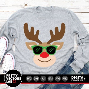 Reindeer With Sunglasses Svg, Christmas Svg, Boy Reindeer Svg, Dxf, Eps ...