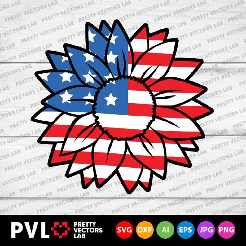 Download Patriotic Sunflower Svg 4th of July Svg American Flag Svg ...