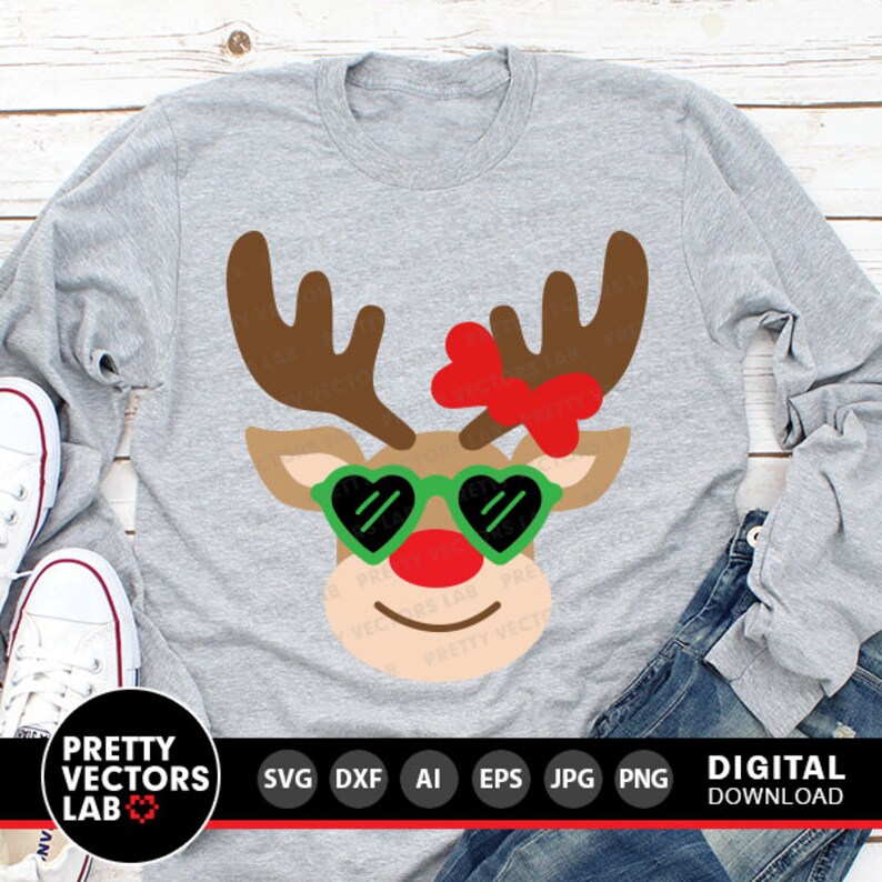 Reindeer With Sunglasses Svg, Christmas Svg, Girl Reindeer Svg, Dxf ...