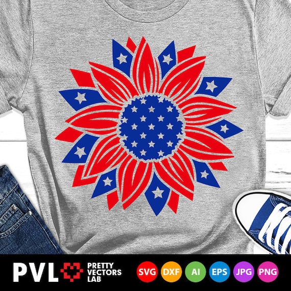 Download Patriotic Sunflower Svg 4th of July Svg American Flag | Etsy