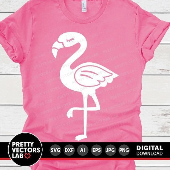 Flamingo Svg, Cute Flamingo Cut Files, Summer Svg, Dxf, Eps, Png, Flamingo Silhouette, Beach Clipart, Girls Shirt Design, Cricut, Silhouette