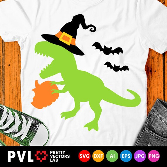 Download Dinosaur Svg Halloween Svg T Rex With Pumpkin Svg Dxf Eps Etsy