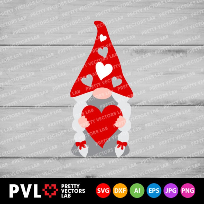 Download Gnome Girl with Heart Svg Valentine's Day Cut Files | Etsy