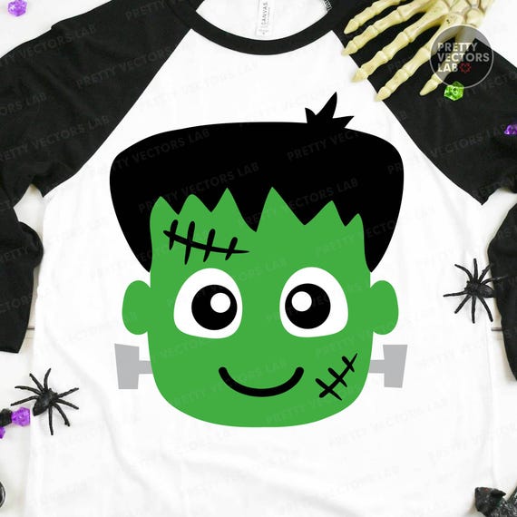 Frankenstein Face PNG SVG, Funny Halloween Svg Png, Cute Monster Png Svg, Kids Shirt Design, Children Cut Files, Baby Png Svg, Sublimation