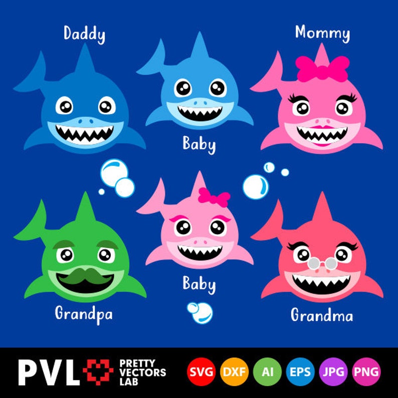 Download Shark Family Svg Shark Birthday Svg Baby Shark Svg Daddy | Etsy