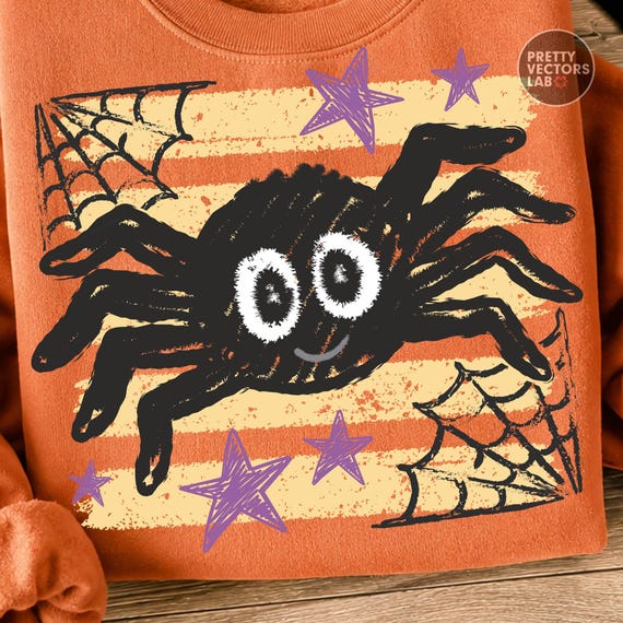 Striped Spooky Spider PNG, Preppy Halloween Png, Trendy Fall Shirt Design, Distressed Halloween Graphic, Sublimation, DTF (Digital Download)