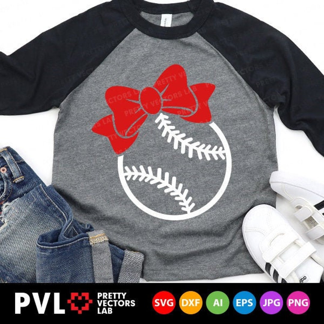 Baseball With Bow Svg, Baseball Svg, Dxf, Eps, Png, Girl Baseball Cut ...