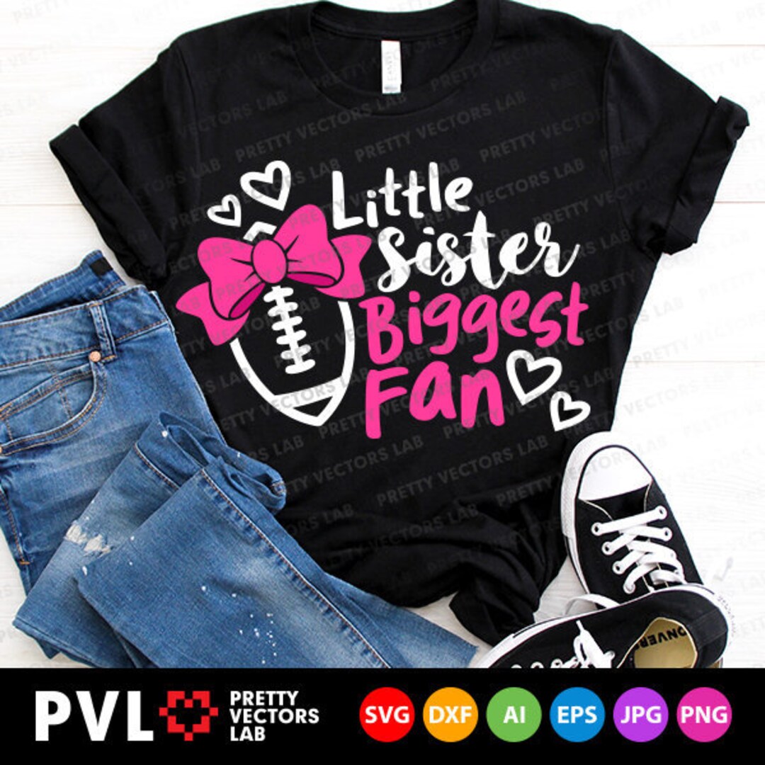thumbnail image 2 of Little Sister Biggest Fan Football Shirt - Toddler Cheerleader Tee 2 of 13
