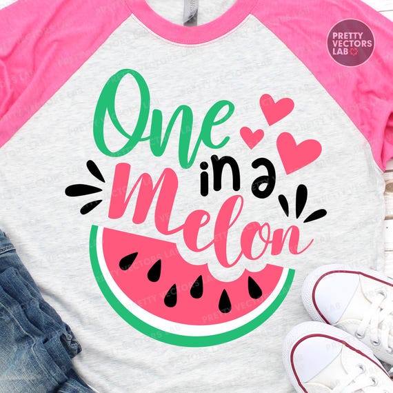 One in a Melon PNG SVG, Watermelon Svg, Summer Png, Svg, Dxf, Eps, Funny Vacation Quote, Girls Shirt Design, Sublimation, Silhouette, Cricut