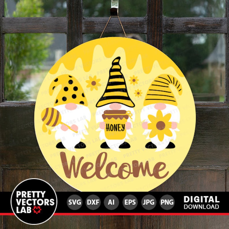Bee Gnome Svg, Spring Gnomes Cut Files, Summer Svg Dxf Eps Png, Door ...