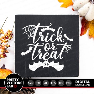 Trick or Treat SVG, Halloween Laser Cut Files, Spooky Sign Svg Png, Door Hanger Svg Png, Halloween Porch Decor, Glowforge Silhouette Cricut image 10
