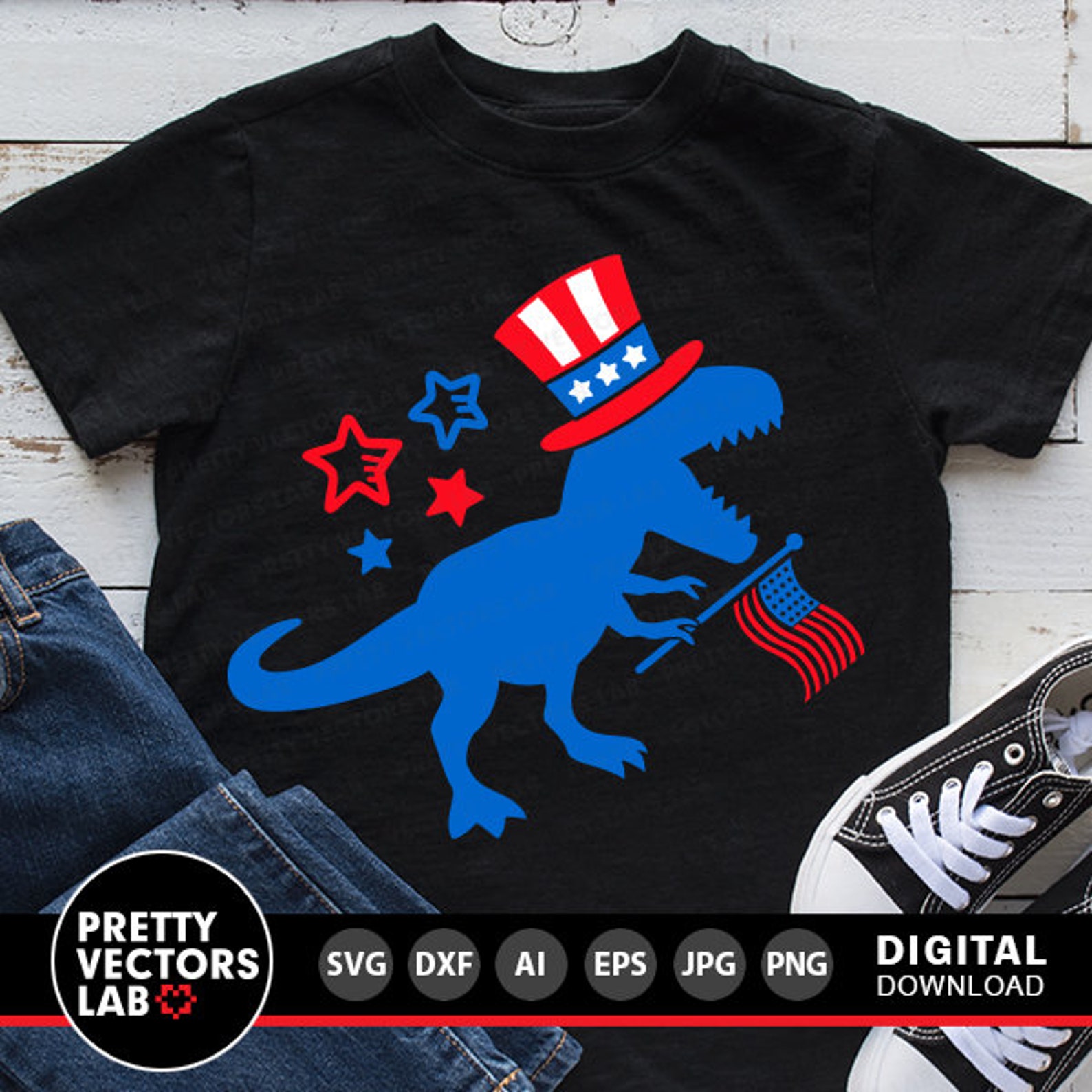 4th of July Svg Patriotic Dinosaur Svg Dino With American - Etsy