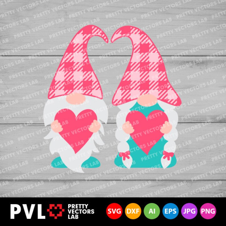 Download Valentine Gnomes Svg Plaid Gnome Couple Svg Dxf Eps Png | Etsy