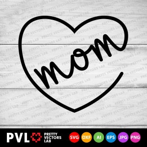 Mors dag Svg, Mamma Svg, Mors hjärta Svg, Kärlek Mamma Svg Dxf Png, Mammas söta design, Mors tröjdesign, Silhuett, Cricut Cut-filer bild 6