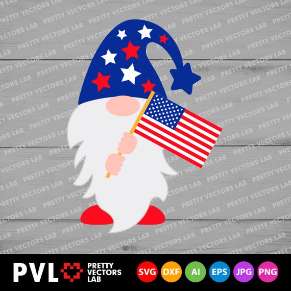 Download Patriotic Gnome Svg 4th Of July Svg American Gnome With Flag Etsy