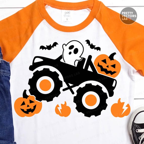 Pumpkin Monster Truck PNG SVG, Boys Halloween Svg Png, Ghost Cut Files, Kids Png, Baby Svg, Boy Shirt Design, Sublimation, Silhouette Cricut
