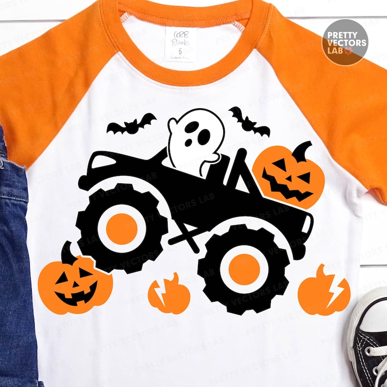 Pumpkin Monster Truck PNG SVG, Boys Halloween Svg Png, Ghost Cut Files, Kids Png, Baby Svg, Boy Shirt Design, Sublimation, Silhouette Cricut image 1