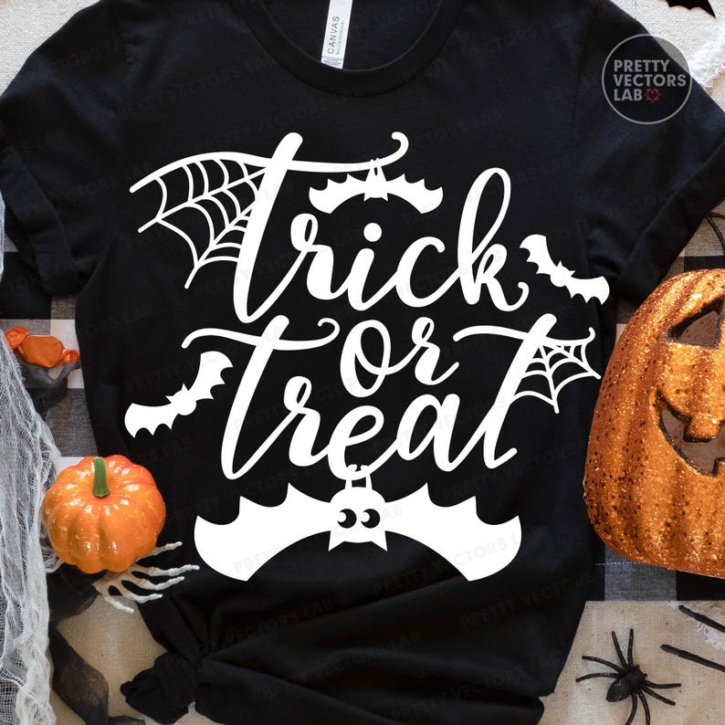 Trick or Treat SVG, Halloween Laser Cut Files, Spooky Sign Svg Png, Door Hanger Svg Png, Halloween Porch Decor, Glowforge Silhouette Cricut image 6