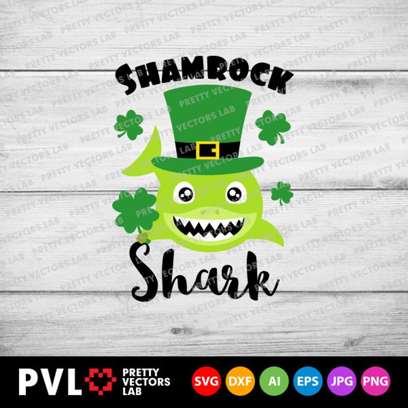 Shamrock Shark Svg St. Patrick's Day Svg Dxf Eps Png | Etsy