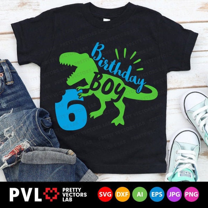 Download Dinosaur Birthday Boy Svg Six Rex Svg 6th Birthday Svg Dxf ...