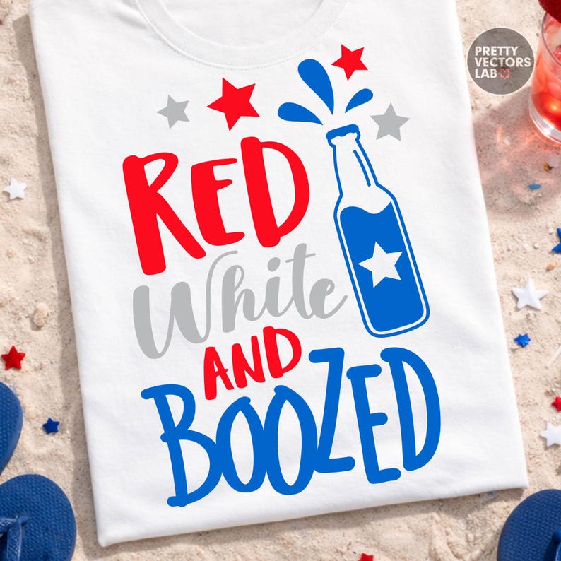 Rödvit och berusad PNG SVG, 4 juli Svg Png, rolig fjärde juli-grafik, Amerika, USA-skjortdesign, sublimering (digital nedladdning) bild 2