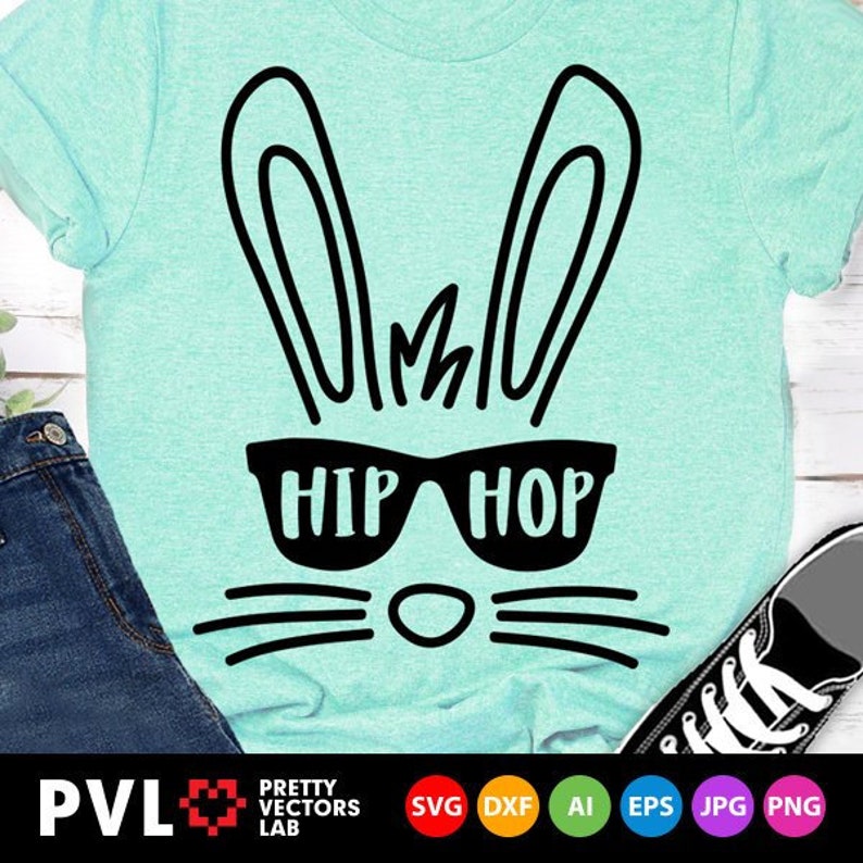 Bunny Face Svg Easter Svg Bunny With Sunglasses Svg Rabbit image 0