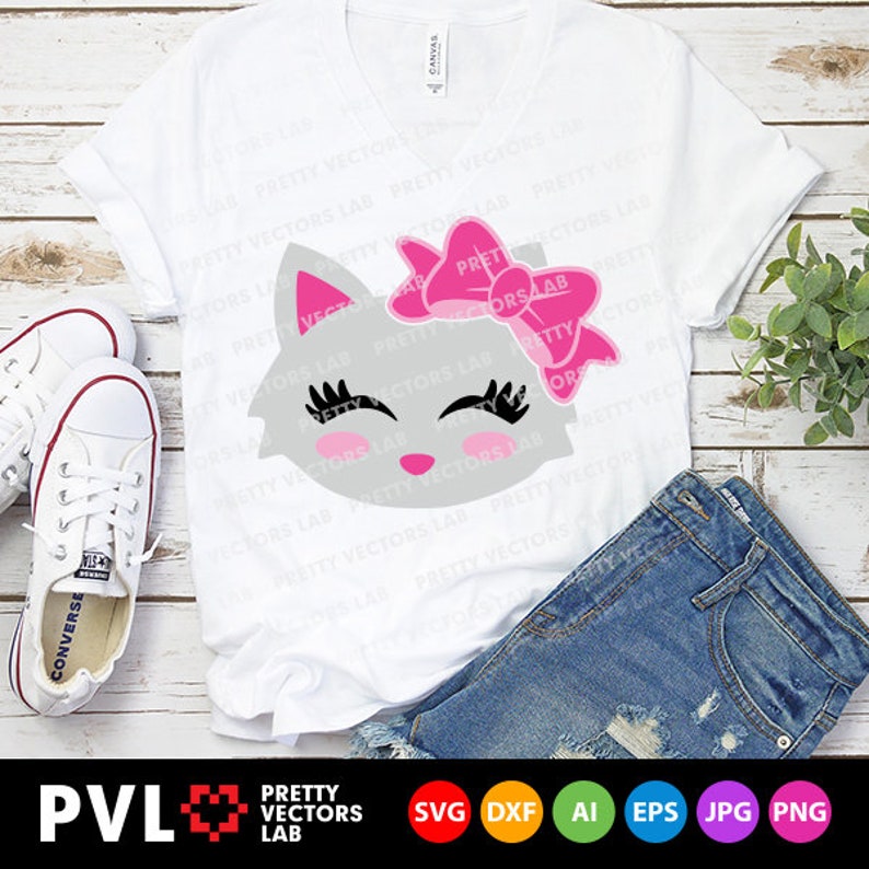Download Cute Cat Svg Cat Face with Bow Svg Girl Svg Birthday Svg ...