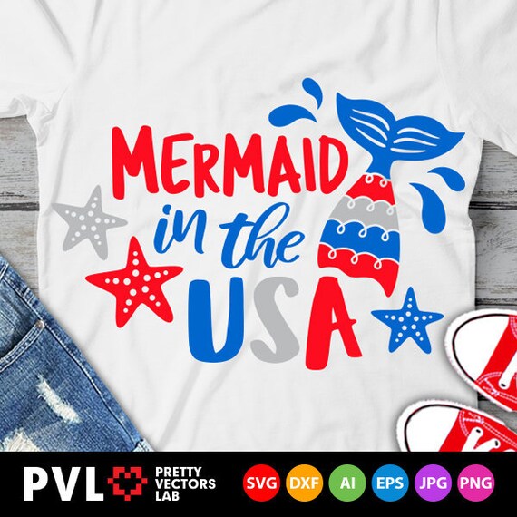 Download 4th Of July Svg Mermaid In The Usa Svg Patriotic Mermaid Etsy