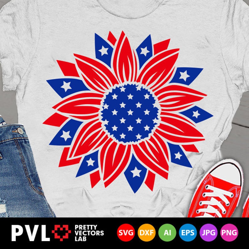 Download Patriotic Sunflower Svg 4th of July Svg American Flag | Etsy