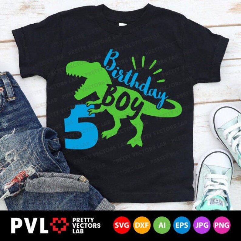 Download Dinosaur Birthday Boy Svg Five Rex Svg 5th Birthday Svg ...
