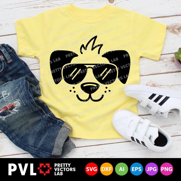Dog Face Svg, Cute Puppy Svg, Puppy With Sunglasses Cut Files, Boys Svg ...