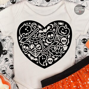Love Halloween PNG SVG, Halloween Doodle Svg Png, Spooky Svg Png, Boo Cut File, Kids Shirt Design, Girly Heart Svg, Ghosts, Sublimation Png image 2