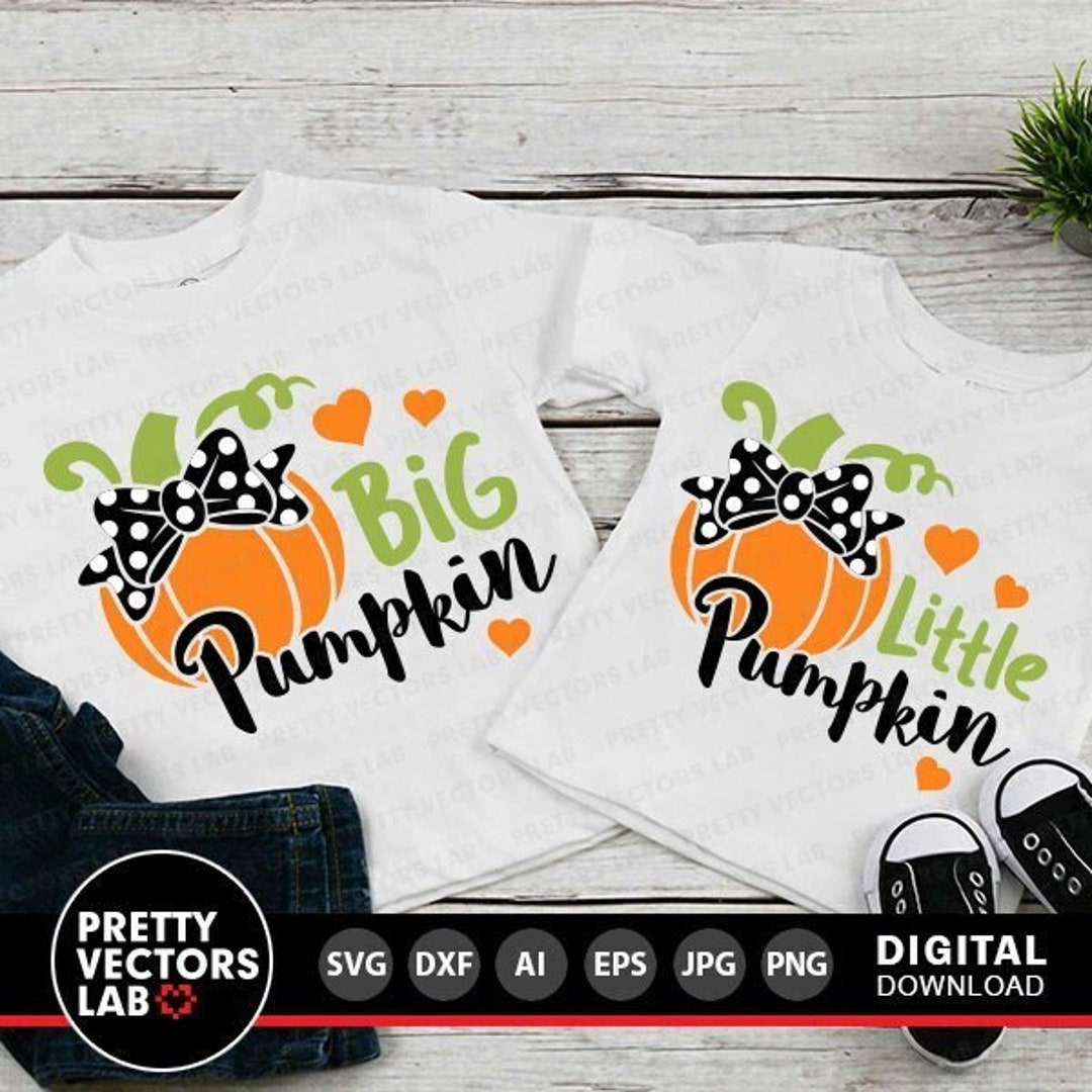 Big Pumpkin Svg, Little Pumpkin Svg, Girl Thanksgiving Svg, Halloween
