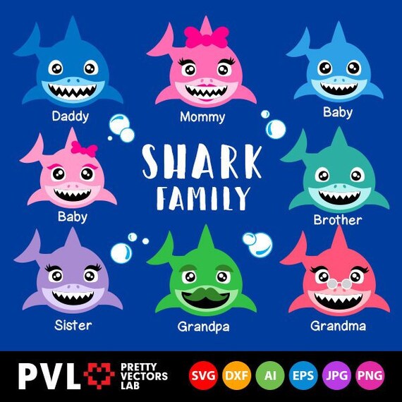 Download Shark Family Svg Baby Shark Svg Clipart Dxf Eps Daddy Mommy | Etsy