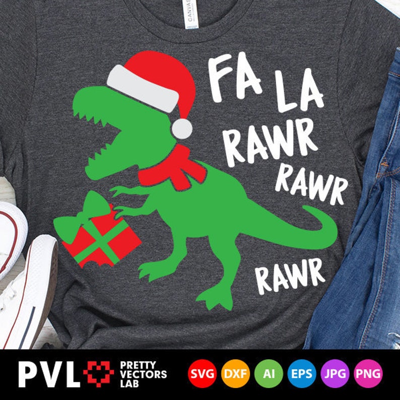Download Christmas Dinosaur Svg Fa La Rawr Svg Santa T-Rex Svg Kids ...