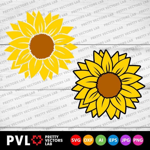 Sunflower Svg, Sunflowers Clipart, Yellow Flower Svg, Sunflower Stencil .....